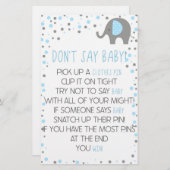 Blauwe olifant zeg geen Baby shower spel Briefpapier (Voorkant / Achterkant)
