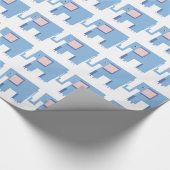 Blauwe olifanten baby jongen giftdrap cadeaupapier (Hoek)