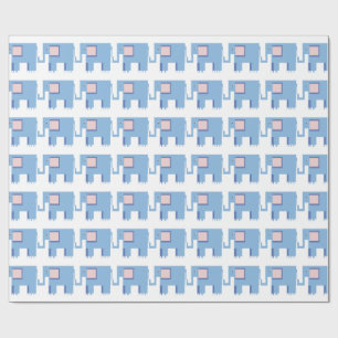 Blauwe olifanten baby jongen giftdrap cadeaupapier
