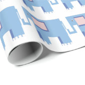 Blauwe olifanten baby jongen giftdrap cadeaupapier (Rol Hoek)