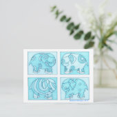 Blauwe olifanten briefkaart (Staand voorkant)