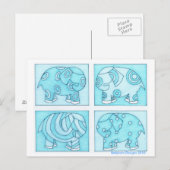 Blauwe olifanten briefkaart (Voorkant / Achterkant)