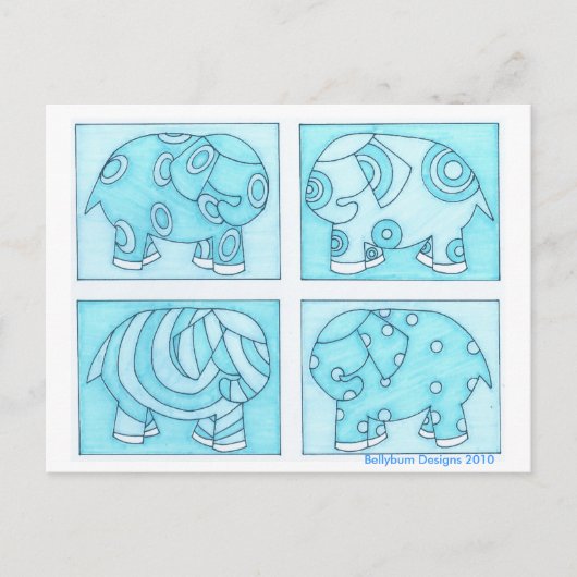 Blauwe olifanten briefkaart (Voorkant)