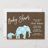 Blauwe olifanten bruin Trendy modern Baby shower Kaart (Voorkant)