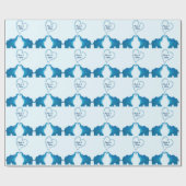 blauwe olifanten cadeaupapier (Vlak)