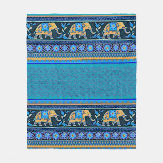 Blauwe olifanten fleece deken (Voorkant)