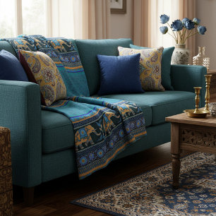 Blauwe olifanten fleece deken