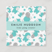 Blauwe olifanten, Kinder speelcentrum, activiteite Vierkante Visitekaartje (Voorkant)