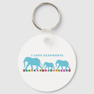 Blauwe olifanten lopen sleutelhanger