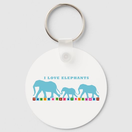 Blauwe olifanten lopen sleutelhanger (Voorkant)
