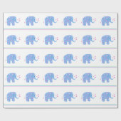 Blauwe olifanten met hart en strepen cadeaupapier (Vlak)