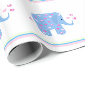Blauwe olifanten met hart en strepen cadeaupapier (Rol Hoek)