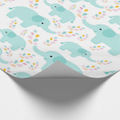 Blauwe olifanten Nursery Print Cadeaupapier (Hoek)