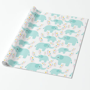 Blauwe olifanten Nursery Print Cadeaupapier