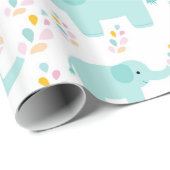 Blauwe olifanten Nursery Print Cadeaupapier (Rol Hoek)