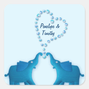 blauwe olifanten vierkante sticker