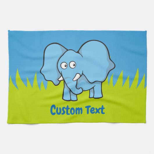 Blauwe olifantenhanddoek theedoek (Horizontaal)