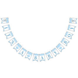 Blauwe olifantenjongen Baby shower Het is een jong Vlaggetjes