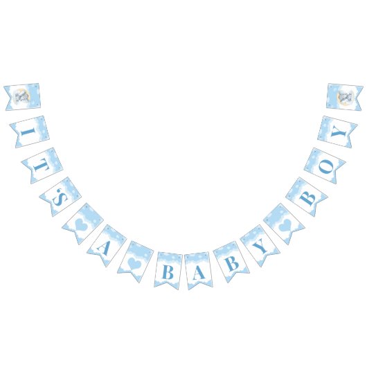 Blauwe olifantenjongen Baby shower Het is een jong Vlaggetjes (Alle)