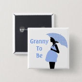 Blauwe oma-Button Vierkante Button 5,1 Cm (Voorkant /achterkant)