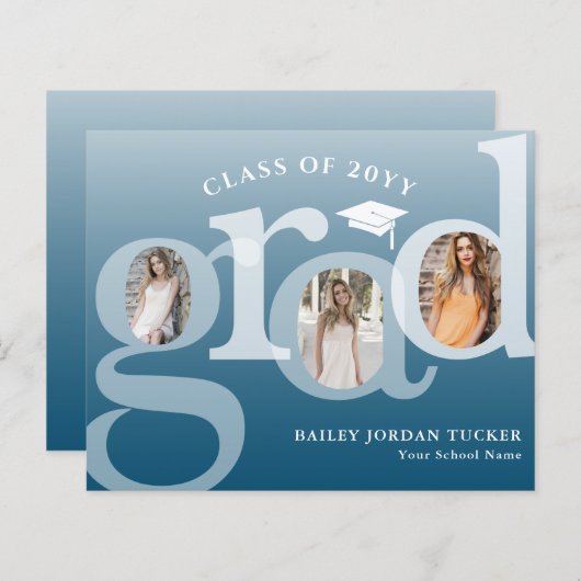 Blauwe Ombre AFSTUDEERDER Budget Afstuderen Aankon (Voorkant / Achterkant)