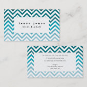 blauwe Ombre Chevron Beautician Mode Sjabloon Visitekaartje (Voorkant / Achterkant)
