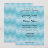 Blauwe Ombre Chevron Stripes bruiloft Kaart (Voorkant / Achterkant)