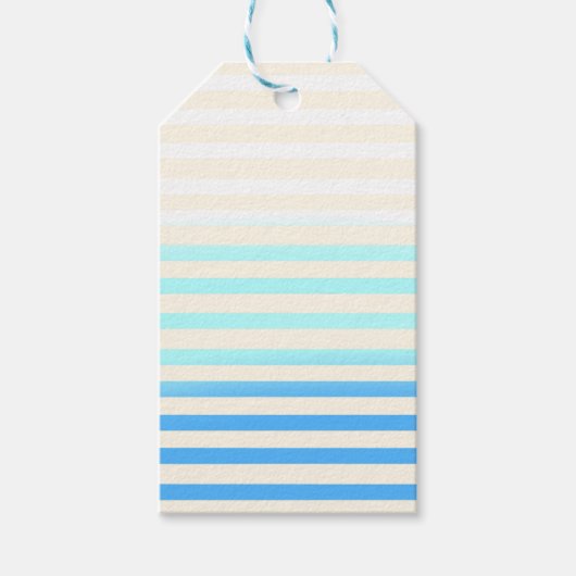 Blauwe Ombre Gestreepte Cadeaulabel (Voorkant)