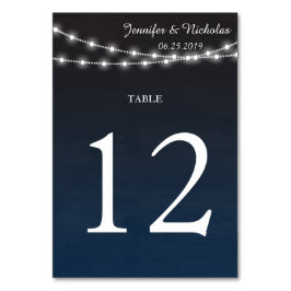Blauwe Ombre Lichten Bruiloft Receptie Tafelnummer