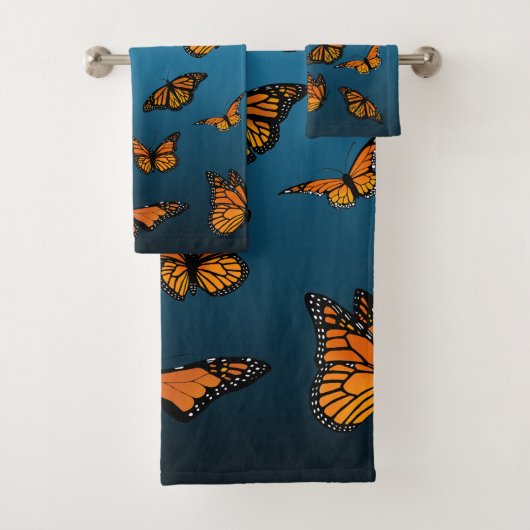 Blauwe ombre monarchvlinders bad handdoek (Insitu)
