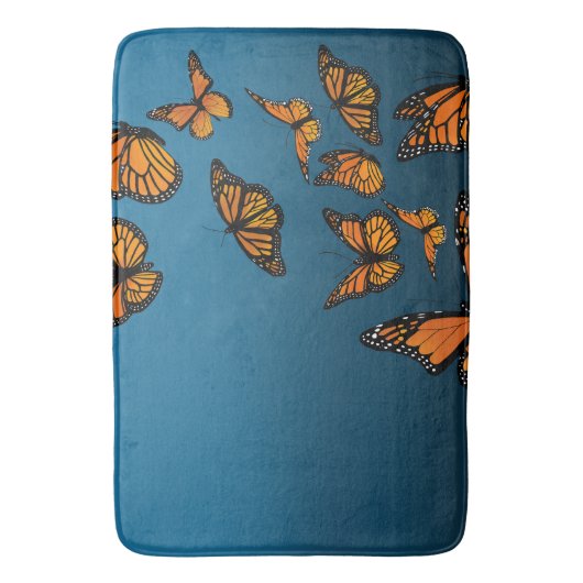Blauwe ombre monarchvlinders badmat (Voorkant Verticaal)