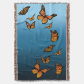 Blauwe ombre monarchvlinders deken (Voorkant Verticaal)