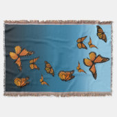 Blauwe ombre monarchvlinders deken (Voorkant)