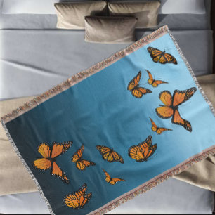 Blauwe ombre monarchvlinders deken