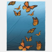 Blauwe ombre monarchvlinders fleece deken (Voorkant)