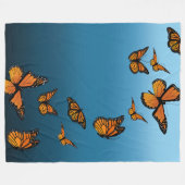 Blauwe ombre monarchvlinders fleece deken (Voorkant (Horizontaal))