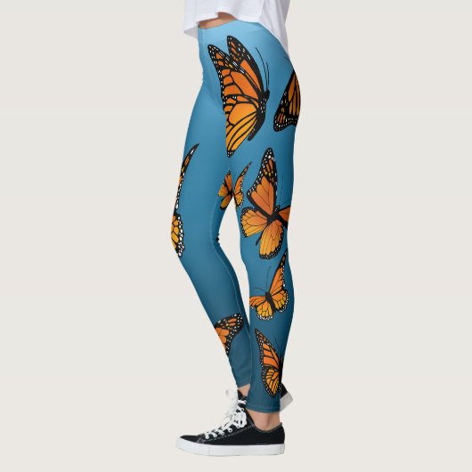 Blauwe ombre monarchvlinders leggings (Links)