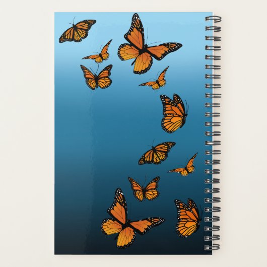 Blauwe ombre monarchvlinders planner (Achterkant)