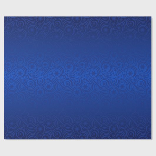 Blauwe Ombre Snowflake Damask Pattern Cadeaupapier (Vlak)