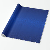 Blauwe Ombre Snowflake Damask Pattern Cadeaupapier (Uitgerold)