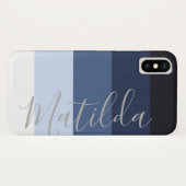 Blauwe Ombre Stripe Persoonlijke benaming Case-Mate iPhone Case (Achterkant (horizontaal))