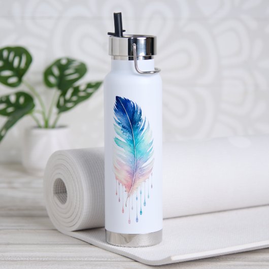 Blauwe Ombre Veer Waterverf Waterfles (Yoga (Gedraaid)  )