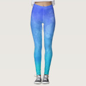 Blauwe Ombre Waterverf Leggings (Voorkant)