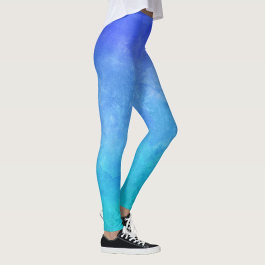 Blauwe Ombre Waterverf Leggings (Rechts)