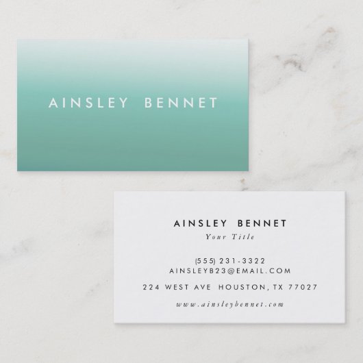 Blauwe Ombre Waterverf Visitekaartjes (Voorkant / Achterkant)