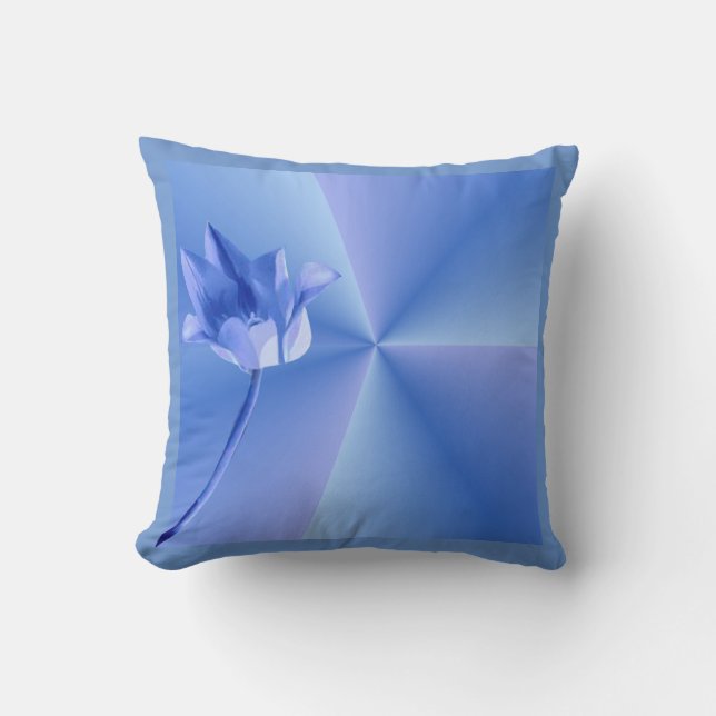 Blauwe omkeerbare bloem kussen (Voorkant)