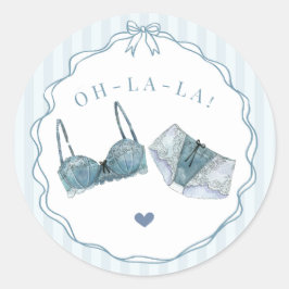 Blauwe Ondergoed Douche Bruidsfeest Envelop Ronde Sticker