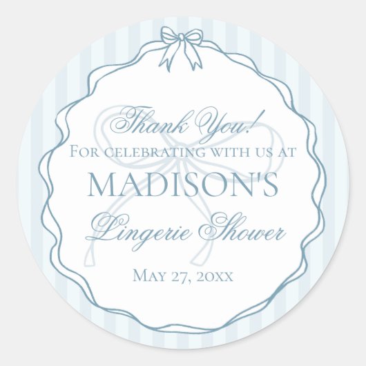 Blauwe Ondergoed Douche Bruidsfeest Favoriet Gesch Ronde Sticker (Voorkant)