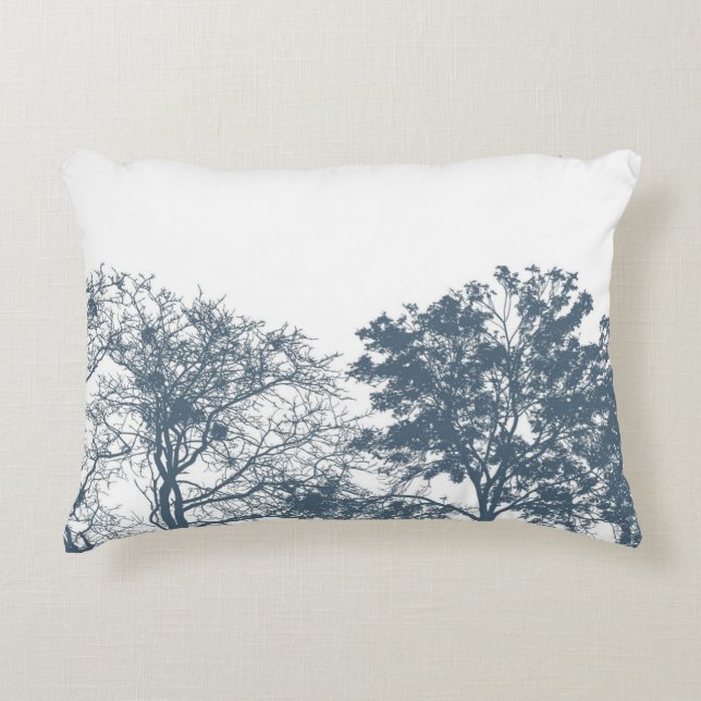 Blauwe onderste bomen Boho Accent Kussen (Voorkant)