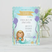 Blauwe Onderwater Zeemeermin Princess Brown Kaart (Staand voorkant)